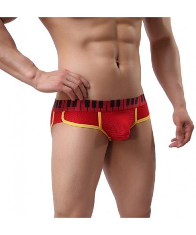 Men's Underwear- Thin Boxers Light Men Shorts Briefs Musical Note Type - Red - CK12O6OYLPM $17.62 Briefs