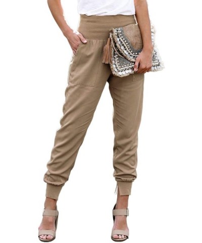 Women Drawstring Waist Camo Jogger Pants Activewear Long Pants with Pockets - I Khaki - C719DATTR67 $38.97 Bottoms