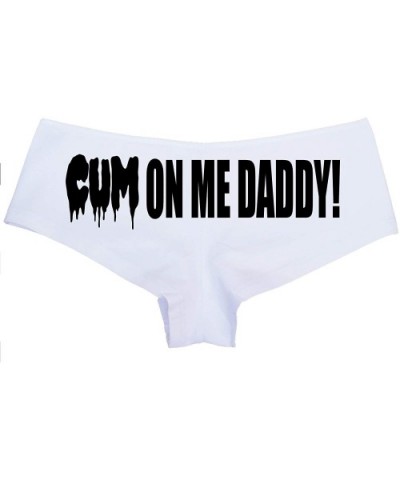 Cum On Me Daddy DDLG cumslut Slut White Boyshort Underwear - Black - CV18M29AKMQ $21.48 Panties