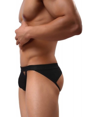 Men's Jockstrap Hot Thong Underwear Low Rais Bikini Briefs 3 Pack - Black-gray-orange - C518YKN00EZ $34.58 Briefs