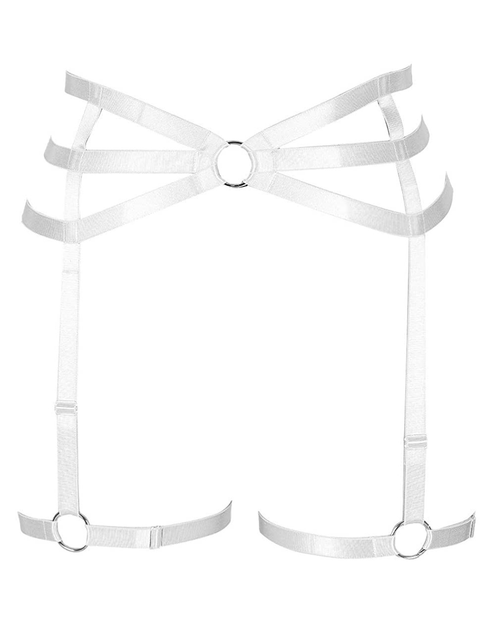 Women's Punk Harness Garter Belt Belt Leg Belt Adjust High Waist Stockings Belt Carnival Dance Belt - White - CO196N9TCTN $34...