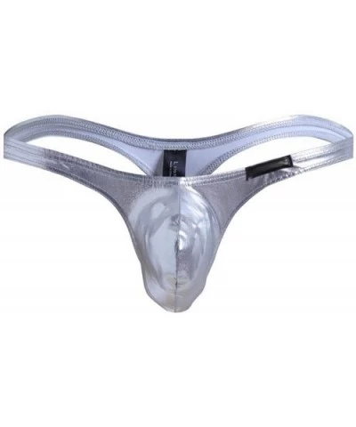 Men Thongs and G Strings Fashion Underwear Pouch Sexy Imitation Leather Tanga Hombre - Silver - CU198OTGD8N $46.23 G-Strings ...