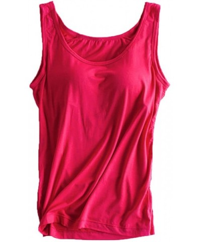 Womens Modal Built-in Bra Padded Active Strap Camisole Tanks Tops - 59 Rose - CK18S2S53CN $28.89 Nightgowns & Sleepshirts