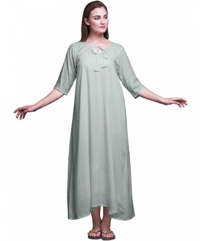 Maxi Nightgowns Women 3/4 Sleeves Summer Slip Nighty Sleepwear Nightdress - Pastel Mint2 - CU18T5IMQ0T $68.10 Nightgowns & Sl...