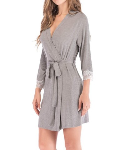 Women's Modal Soft Kimono Robes Short Lightweight Bathrobe Solid Sleepwear Loungewear Pajamas - Grey - C9196SX8YWC $37.41 Robes