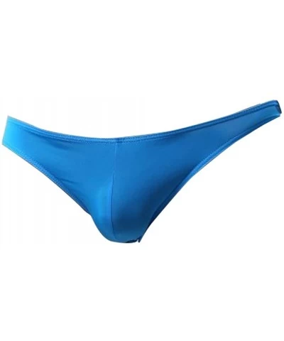 Summer Men's Soft Thin Bikini Briefs Low Rise Ice Silk Underwear Swimwear - Blue - CR18G77SN4Q $22.36 Bikinis
