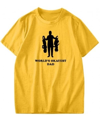 2020 New Funny T Shirt for Father's Day Men Short Sleeve T Shirt Blouse Tops Slim Fit Sweatshirt Tops Blouse - Yellow - CA190...