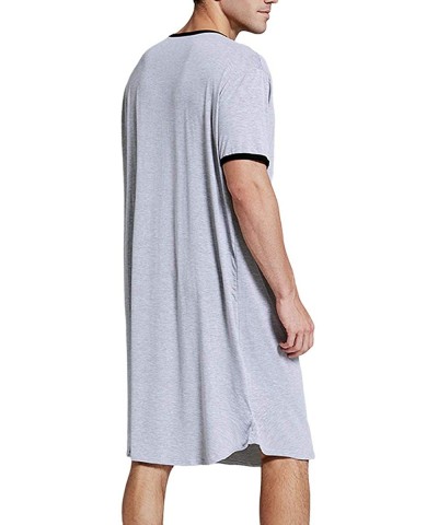 Men's Summer Nightshirt- Comfy V Neck Short Sleeve Soft Loose Pajama Sleep Shirt - Grey - CR19CA7NQG6 $33.43 Sleep Tops