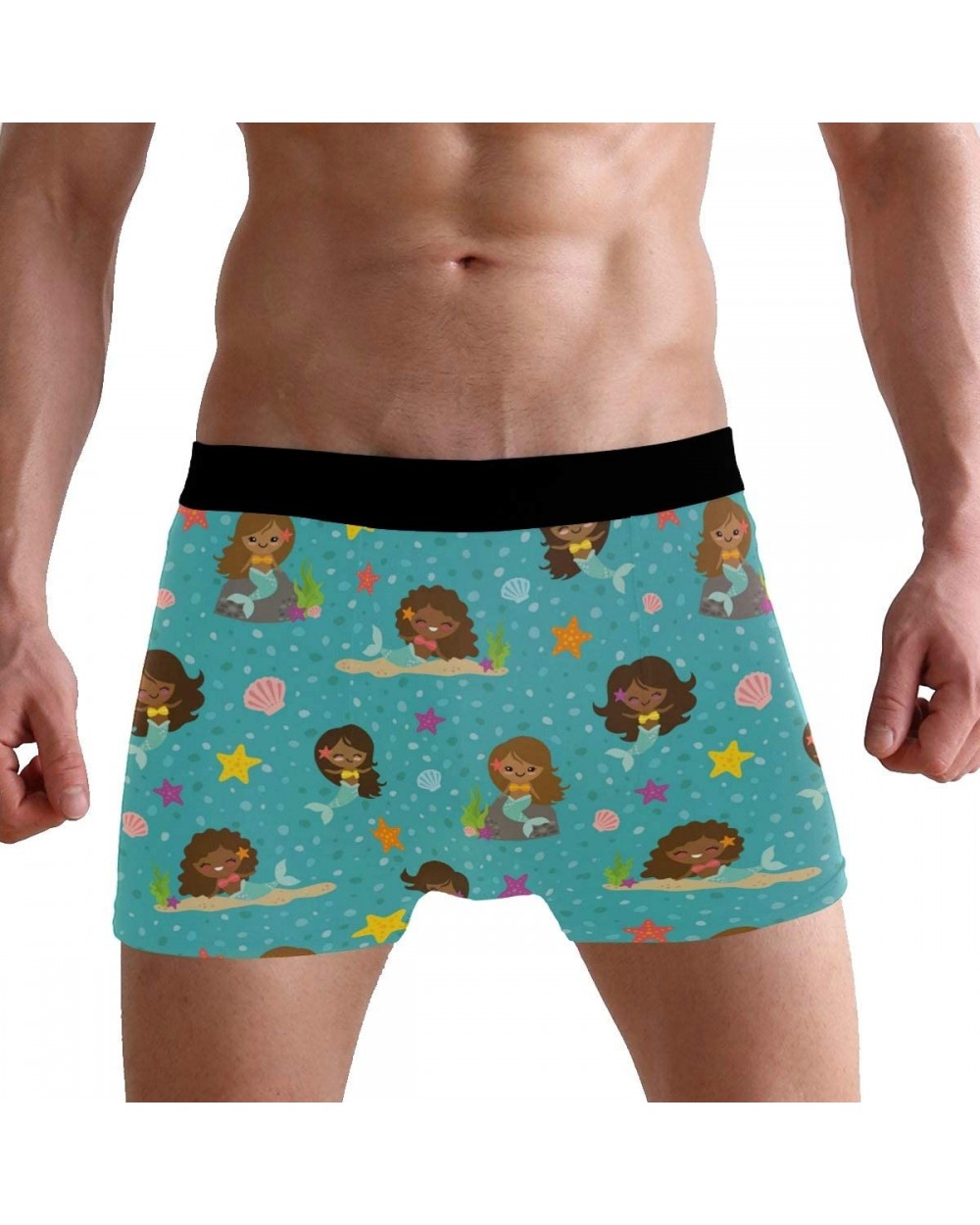 Mens Boxer Briefs Underwear Breathable Pouch Soft Underwear - Mermaid Girls Seamless Pattern - CX18ARKXLGO $25.10 Boxer Briefs