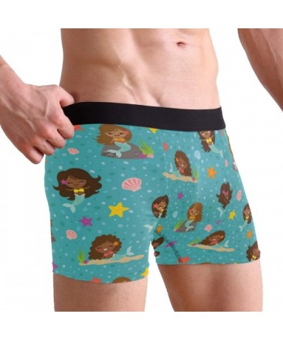 Mens Boxer Briefs Underwear Breathable Pouch Soft Underwear - Mermaid Girls Seamless Pattern - CX18ARKXLGO $25.10 Boxer Briefs