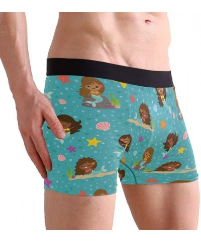 Mens Boxer Briefs Underwear Breathable Pouch Soft Underwear - Mermaid Girls Seamless Pattern - CX18ARKXLGO $25.10 Boxer Briefs