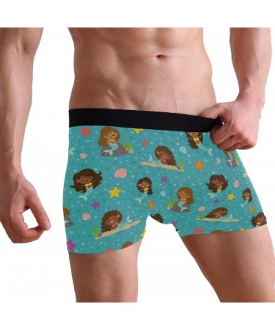 Mens Boxer Briefs Underwear Breathable Pouch Soft Underwear - Mermaid Girls Seamless Pattern - CX18ARKXLGO $25.10 Boxer Briefs