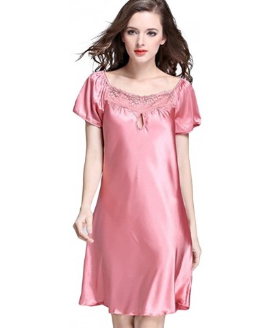 Women's Lace Crew Neck Nightgown Short Sleeve Sleep Shirt Pajamas Coral US L-Tag 2XL - C417YSNWRK4 $24.12 Nightgowns & Sleeps...