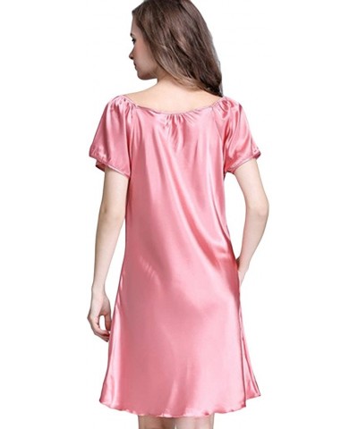 Women's Lace Crew Neck Nightgown Short Sleeve Sleep Shirt Pajamas Coral US L-Tag 2XL - C417YSNWRK4 $24.12 Nightgowns & Sleeps...