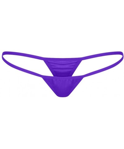 Sexy Women Lace V-String Briefs Panties Thongs G-String Lingerie Underwear - Purple - CN199UTQWKY $14.74 Thermal Underwear