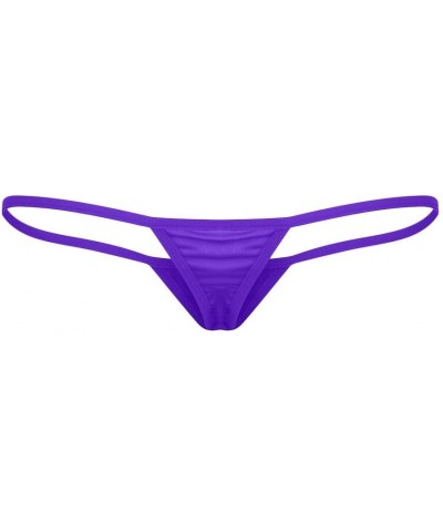 Sexy Women Lace V-String Briefs Panties Thongs G-String Lingerie Underwear - Purple - CN199UTQWKY $14.74 Thermal Underwear