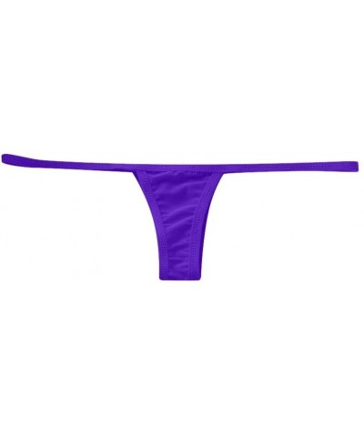 Sexy Women Lace V-String Briefs Panties Thongs G-String Lingerie Underwear - Purple - CN199UTQWKY $14.74 Thermal Underwear