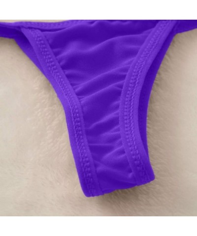 Sexy Women Lace V-String Briefs Panties Thongs G-String Lingerie Underwear - Purple - CN199UTQWKY $14.74 Thermal Underwear