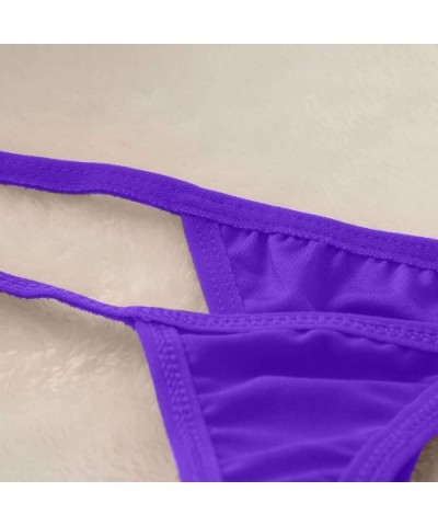 Sexy Women Lace V-String Briefs Panties Thongs G-String Lingerie Underwear - Purple - CN199UTQWKY $14.74 Thermal Underwear