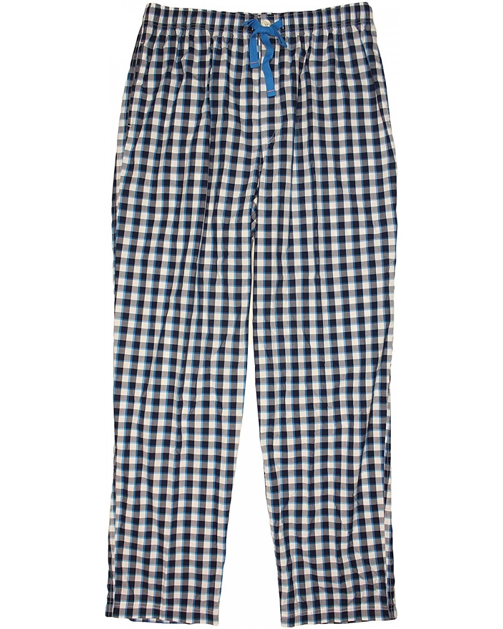 Men's Big and Tall Woven Poplin Sleep Bottoms Pajama Pants - Whiteness 202- Royal & Black - CL18U8773QH $50.63 Sleep Bottoms