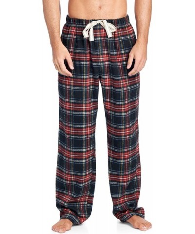 Mens Super Soft Flannel Plaid Pajama Sleep Pants - Black Stewart - CX18DK4HY39 $19.40 Sleep Bottoms