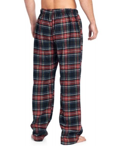 Mens Super Soft Flannel Plaid Pajama Sleep Pants - Black Stewart - CX18DK4HY39 $19.40 Sleep Bottoms