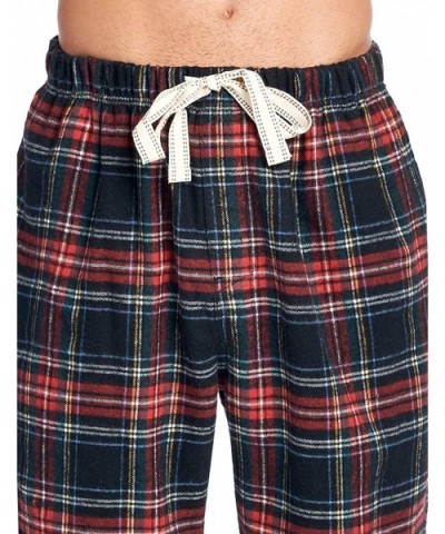 Mens Super Soft Flannel Plaid Pajama Sleep Pants - Black Stewart - CX18DK4HY39 $19.40 Sleep Bottoms