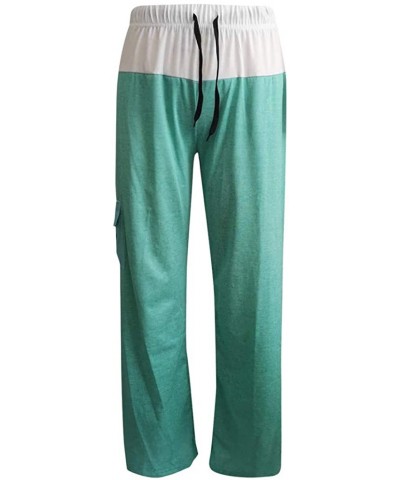 Women's Comfy Casual Pajama Pants Floral Print Drawstring Palazzo Lounge Pants Wide Leg - Green - CN198DQKGD6 $43.68 Bottoms