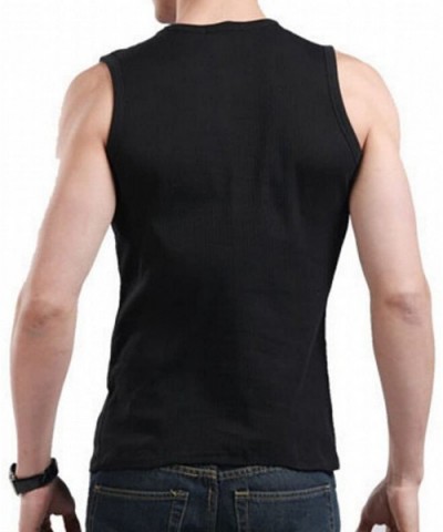 Happy Men's Solid Color V-Neck Elastic Undershirt Sleeveless Tank Tops - Black - C111X3ZQ9M9 $22.76 Undershirts