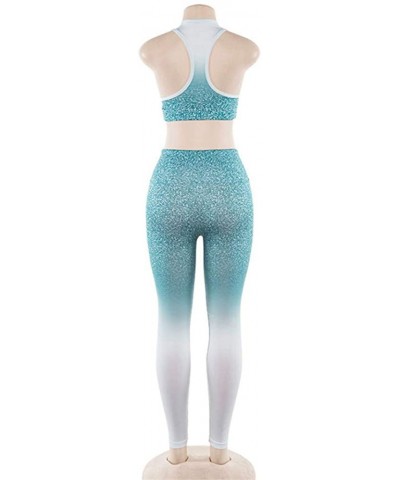 Women's Fashion Vest Sleeveless Vest Print Bottoming Pants Two Piece Suit - Sky Blue - CC197RRX0G8 $49.79 Thermal Underwear