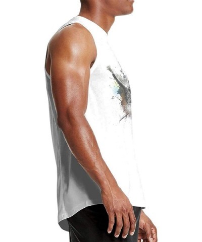 Men's Black Summer Round Neck Sleeveless T-Shirt Weird Sleeveless Vest for Home - Tiesto8 - CF19C6ZLIOI $33.76 Undershirts