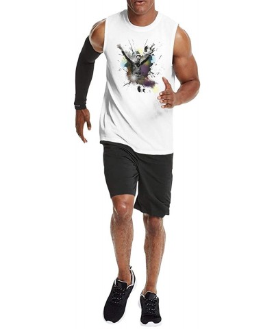 Men's Black Summer Round Neck Sleeveless T-Shirt Weird Sleeveless Vest for Home - Tiesto8 - CF19C6ZLIOI $33.76 Undershirts