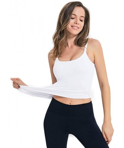 Women's Basic Modal Solid Summer Sports Camisole Adjustable Spaghetti Strap Tank Top 2 Packs - White - CK18RC0SLKQ $53.87 Cam...