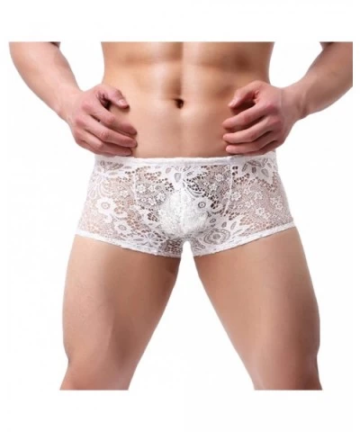 Men's Underwear Sexy Mesh Breathable Boxer Briefs Low Rise Cool Boxers See-Through Transparent Sexy Underwear Trunk - White -...