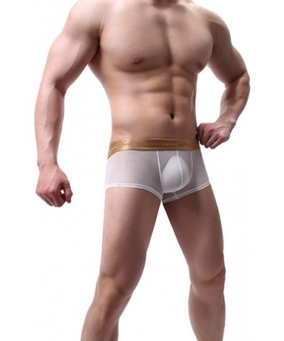 Men's Underwear Sexy Mesh Breathable Boxer Briefs Low Rise Cool Boxers See-Through Transparent Sexy Underwear Trunk - White -...