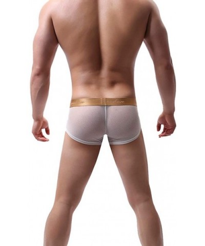 Men's Underwear Sexy Mesh Breathable Boxer Briefs Low Rise Cool Boxers See-Through Transparent Sexy Underwear Trunk - White -...