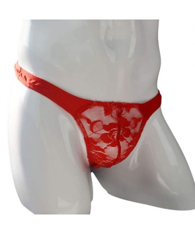 Men's Sexy Lingerie- Lace Mesh g-String Thongs Panties Briefs Underwear Red - CH196YU5WI4 $13.73 G-Strings & Thongs