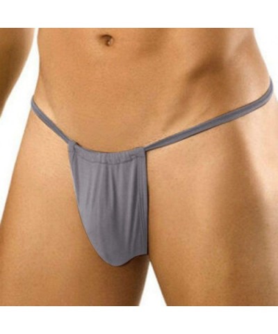 New Men T-Back Thin Thong Low-Waisted Underpants Sexy Comfortable Underwear Men's Underwear Collar Thong - Gray - CE1993XUHCY...