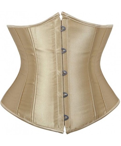 Women's Vintage Underbust Corset Bustier Waist Cincher Bodyshaper - Beige - CZ11RBB5NW3 $18.77 Bustiers & Corsets