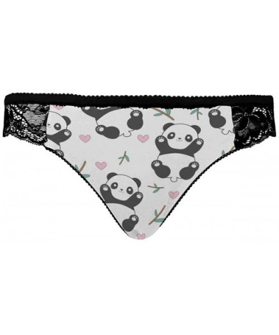 Women's Comforts Devotion Lace Back Tanga Panty Cute Panda and Bamboo - Multi 1 - CJ19E4ML4QS $37.57 Thermal Underwear