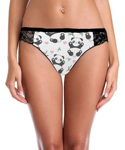 Women's Comforts Devotion Lace Back Tanga Panty Cute Panda and Bamboo - Multi 1 - CJ19E4ML4QS $37.57 Thermal Underwear