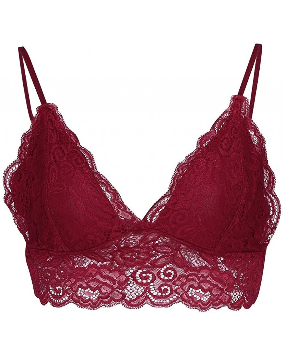 Women Floral Lace Padded Bralette Bandeau Sexy Bra Bustier Breathable Crop Tops Bras Underwear (S B - Wine) - C7194ZXQ05E $11...