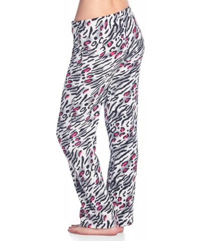 Women's Plush Microfleece Pajama Lounge Pants - White Animal - CB182EI0QOQ $22.11 Bottoms