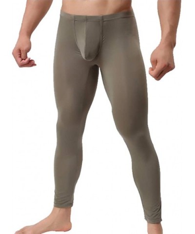 Men's Transparent Soft Long Pants Slim Legging Tights - Armygreen - CM18XH5SLH0 $32.72 Thermal Underwear