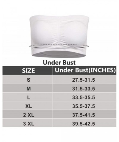 Women's Strapless Bralette Seamless Bandeau Stretchy Removable-Padded Bandeau Tube Top Bra 2-Pack - Beigex1 Greyx1 - CY195SDA...