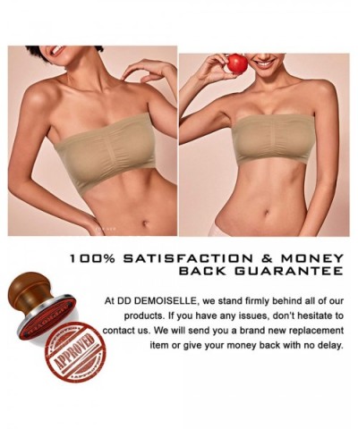 Women's Strapless Bralette Seamless Bandeau Stretchy Removable-Padded Bandeau Tube Top Bra 2-Pack - Beigex1 Greyx1 - CY195SDA...