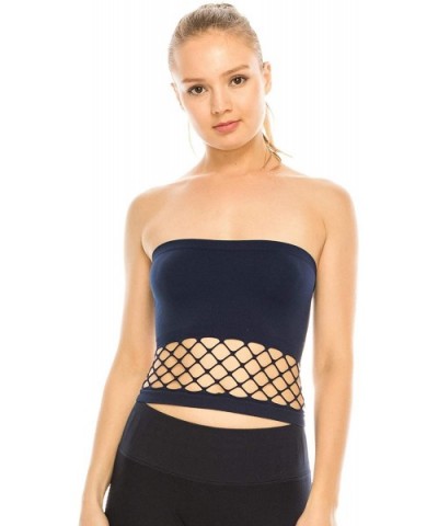 American Made Mesh Layered Tube Top- UV Protective Fabric UPF 50+ (Made with Love in The USA) - Dark Navy - CY18SGOWXX7 $16.9...