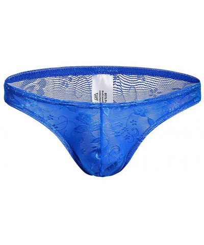 Underwear for Men Sexy Lace Lingerie Bikini Boxers Briefs Breathable Sheer Mesh Bulge Pouch Thongs Trunks G-Strings - Blue - ...