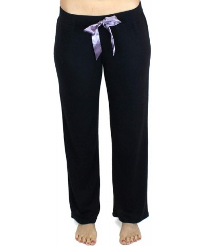 Women's Ultra Soft Sleep Lounge Sweatpants with Satin Tie - Cute Comfy Baggy Pants - Black - CU18KC6CL06 $24.29 Bottoms