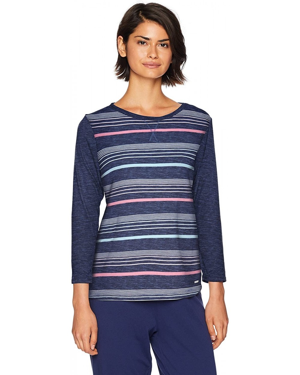 Women's Striped Pullover Sleep Top - Fall Lines Blue - CX188T4EHNR $26.22 Tops